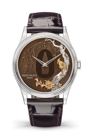 Cheapest Patek Philippe Watch Price Replica Calatrava 5177 Tsuba – Bird and Branches 5177G-036 White Gold